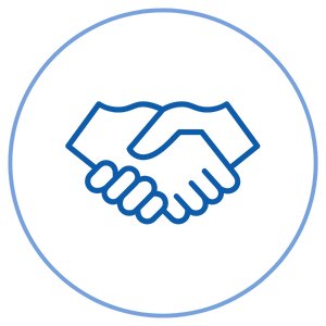 blue handshake icon in circle