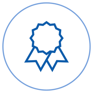blue ribbon icon in circle
