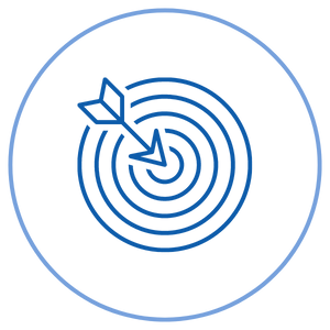 blue target icon in round circle